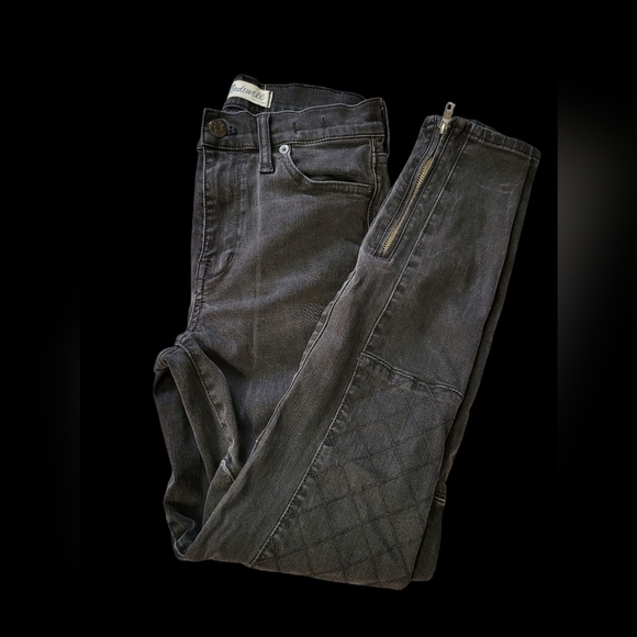 Madewell Women's Black Quilted. Zip Moto  High Rise 27 Jeans - Picture 14 of 16